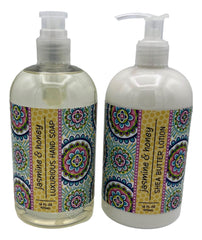 Greenwich Bay Trading Co Jasmine and Honey hand soap pump for refreshing, gentle cleansing with botanical oils.