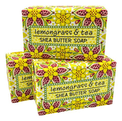 Greenwich Bay Trading Co Lemongrass & Tea soap set of 3 bars, exfoliating and moisturizing.