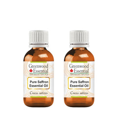 Greenwood Essential saffron oil bottle in amber glass ideal for daily skincare with dilution.