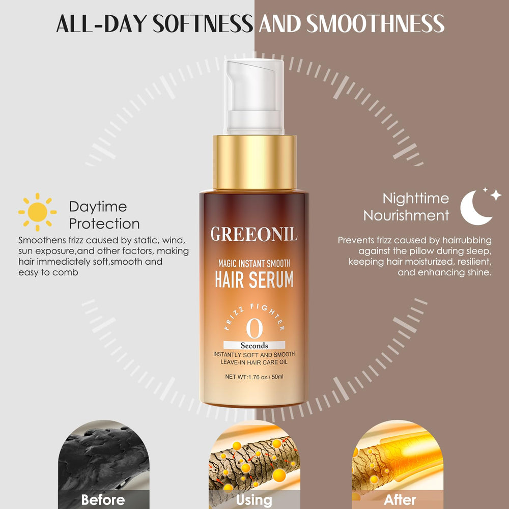 GREEONIL Hair Oil damage repair formula nourishes dry, damaged ends.