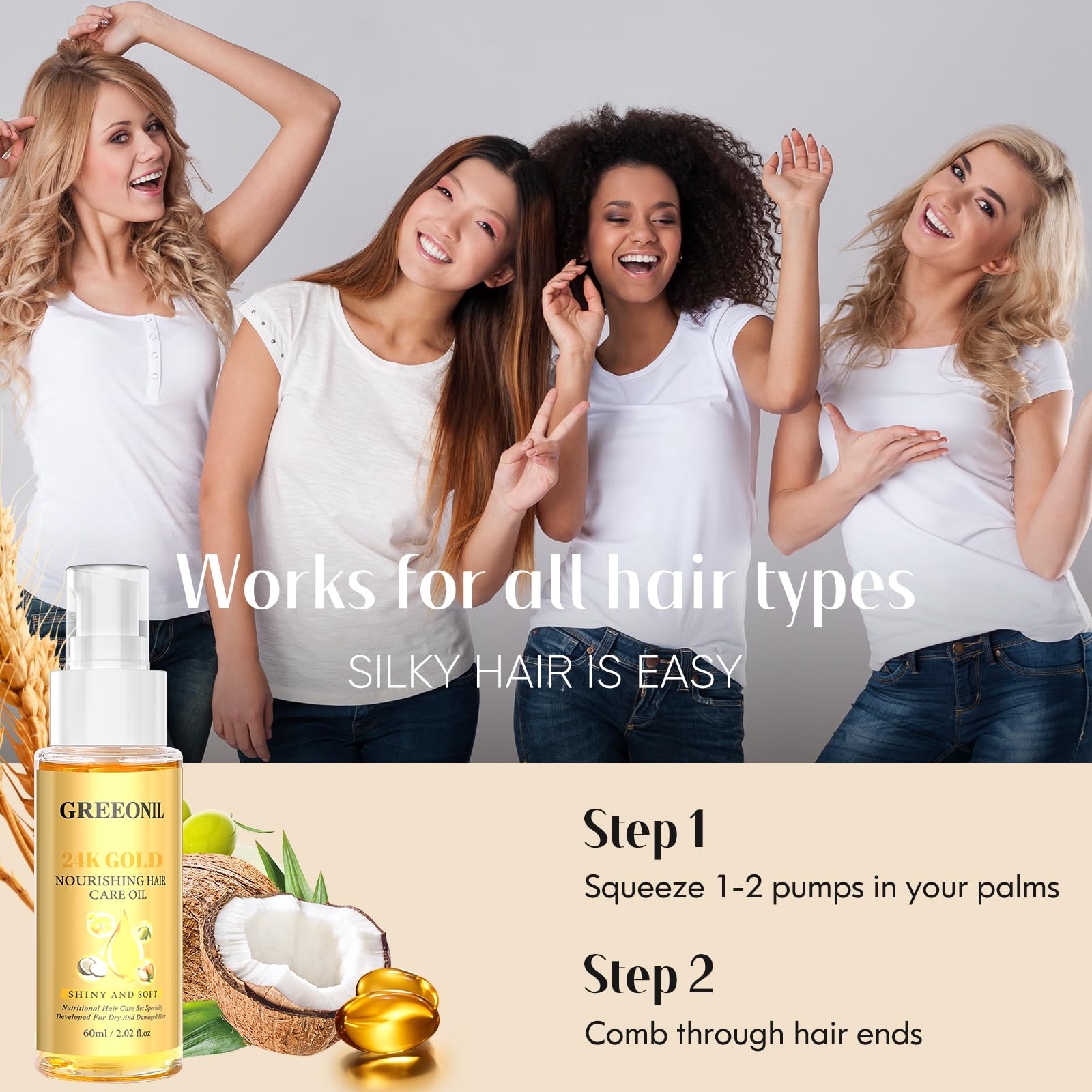 GREEONIL Olive Oil Serum ingredients oils blend with Argan, Coconut, Olive and Vitamin E