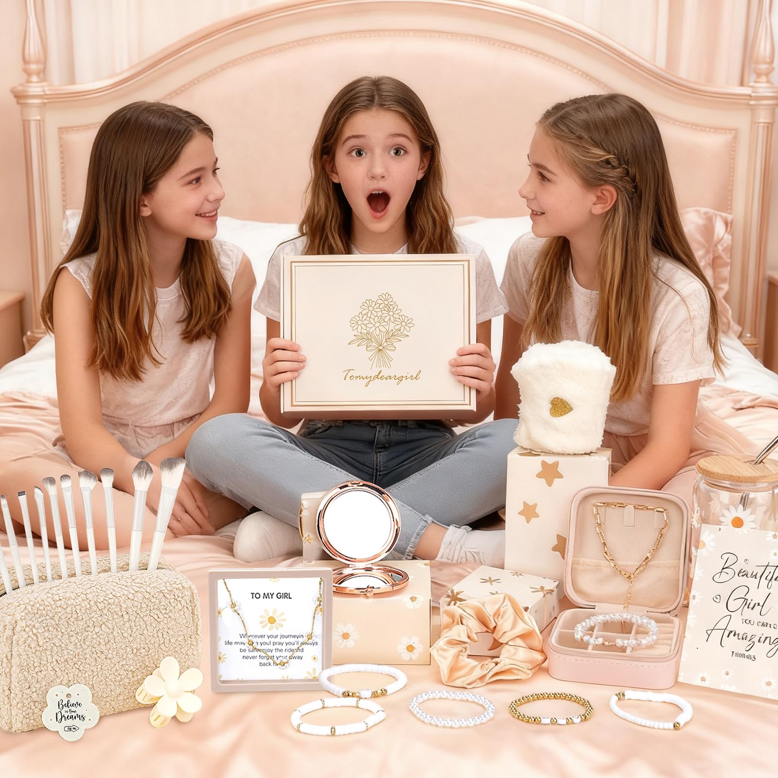 GREHELP rose-gold mirror shown for quick on-the-go touch-ups.