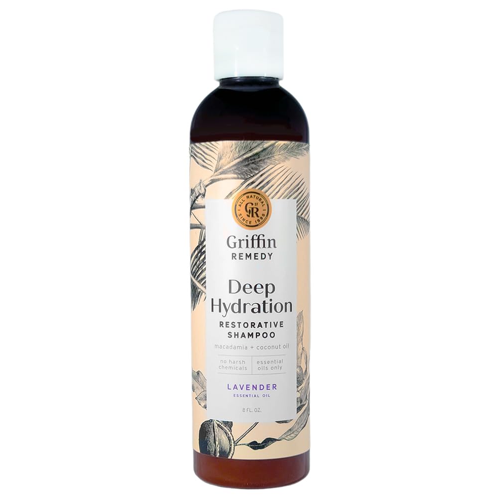 Griffin Remedy Restorative Shampoo bottle showing sulfate-free nourishment for dry hair
