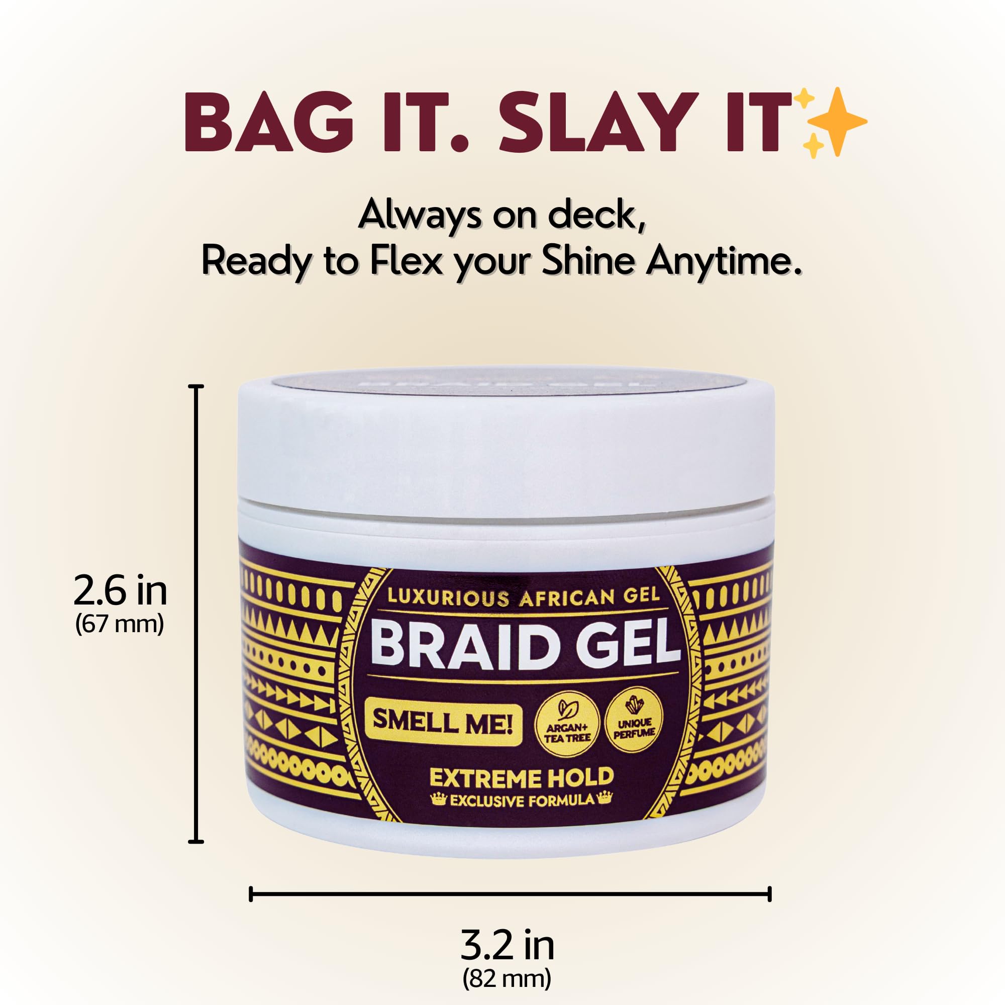 Grip&Loc Braid Gel edge-polish for smooth, polished edges.