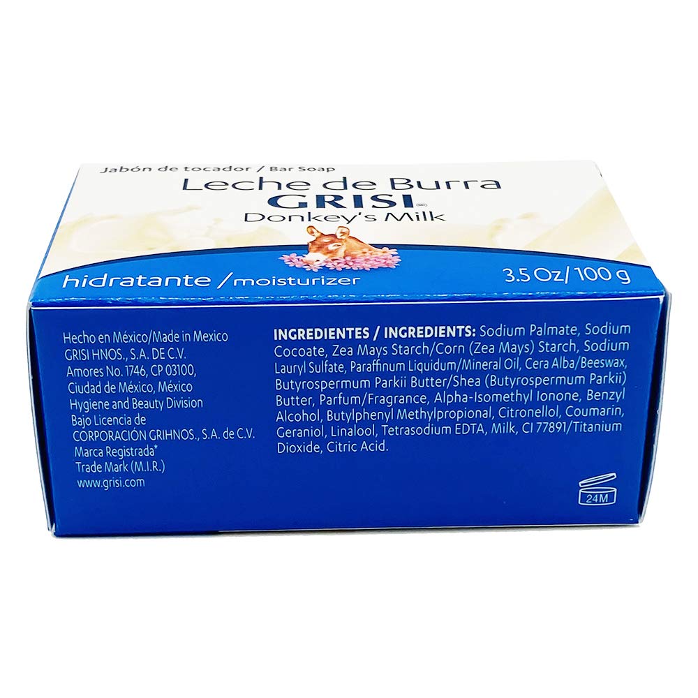 Grisi Donkey's Milk Soap packaging, showcasing natural moisturizing formula.