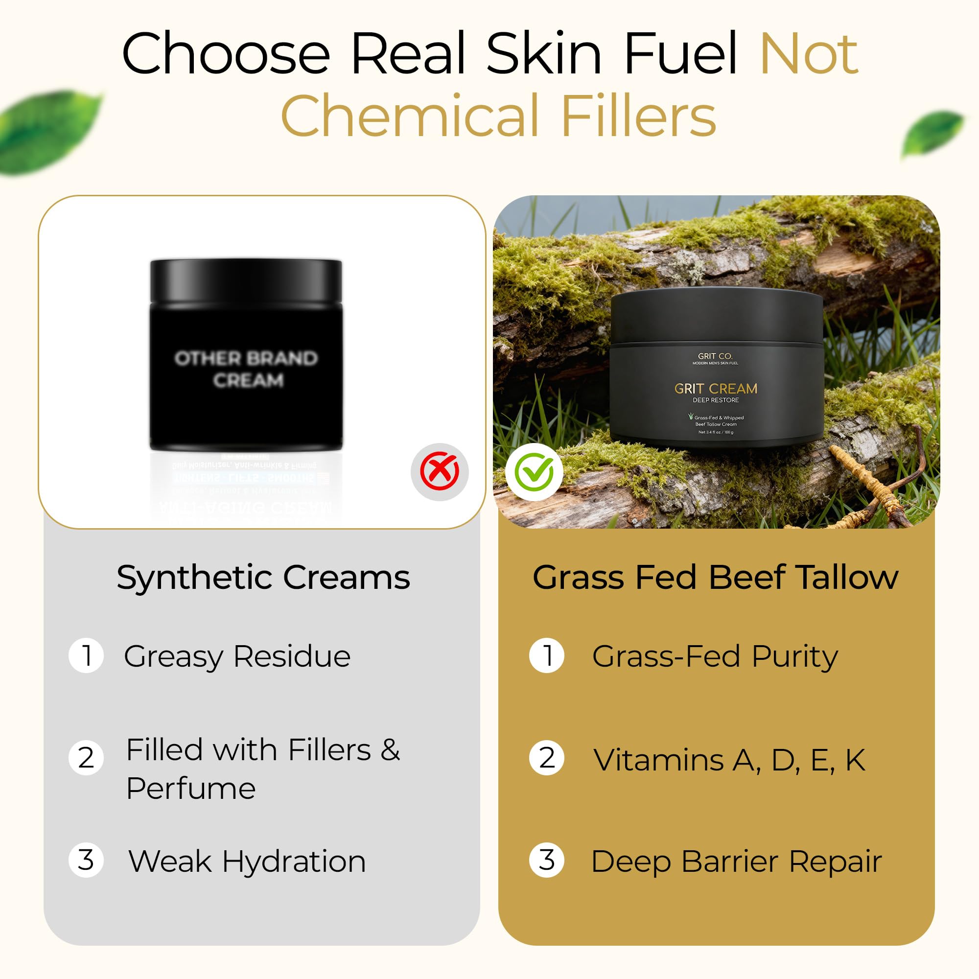 GRIT CREAM hand applying on face; nourishing for dry skin.