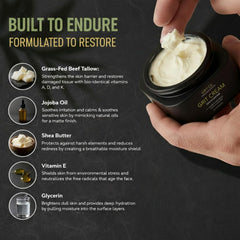GRIT CREAM jar back label; fragrance-free formula and usage details.