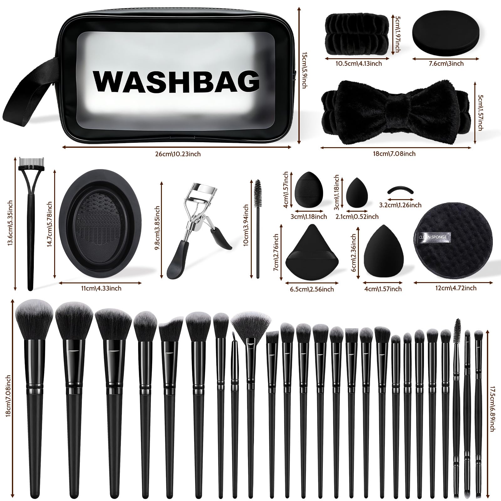 Grnheat labeled brushes simplify beginners' makeup application.