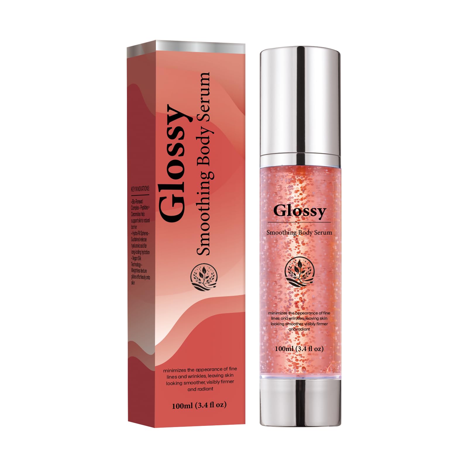 GROEI Glossy serum bottle with dropper for hydration and anti-wrinkle care.