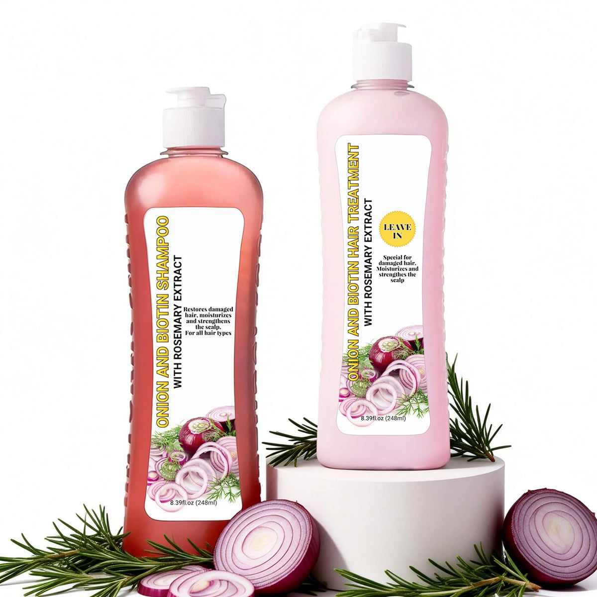 GROEI onion biotin shampoo bottle showing strengthening formula for healthy roots