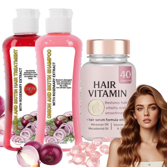 GROEI Onion Shampoo bottle shows a hydrating formula for dry hair