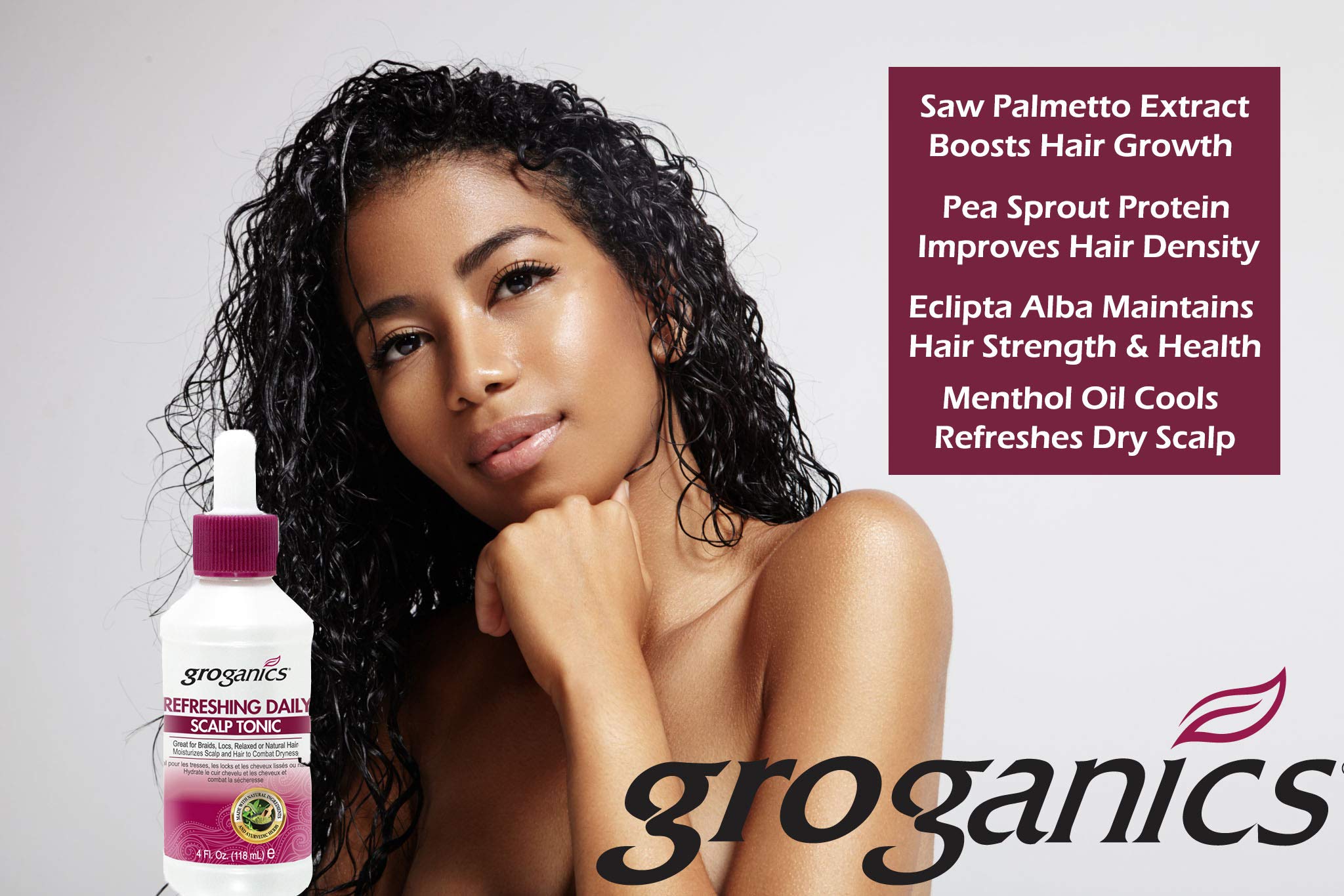 Groganics Refreshing Daily Scalp Tonic bottle cap shows secure seal for travel