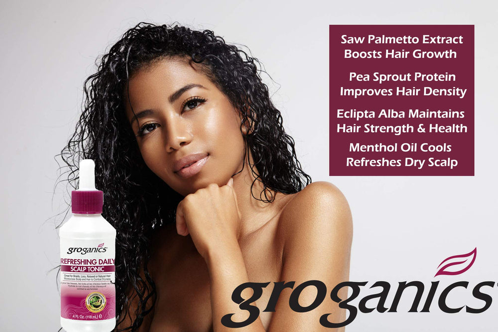 Groganics Refreshing Daily Scalp Tonic bottle cap shows secure seal for travel