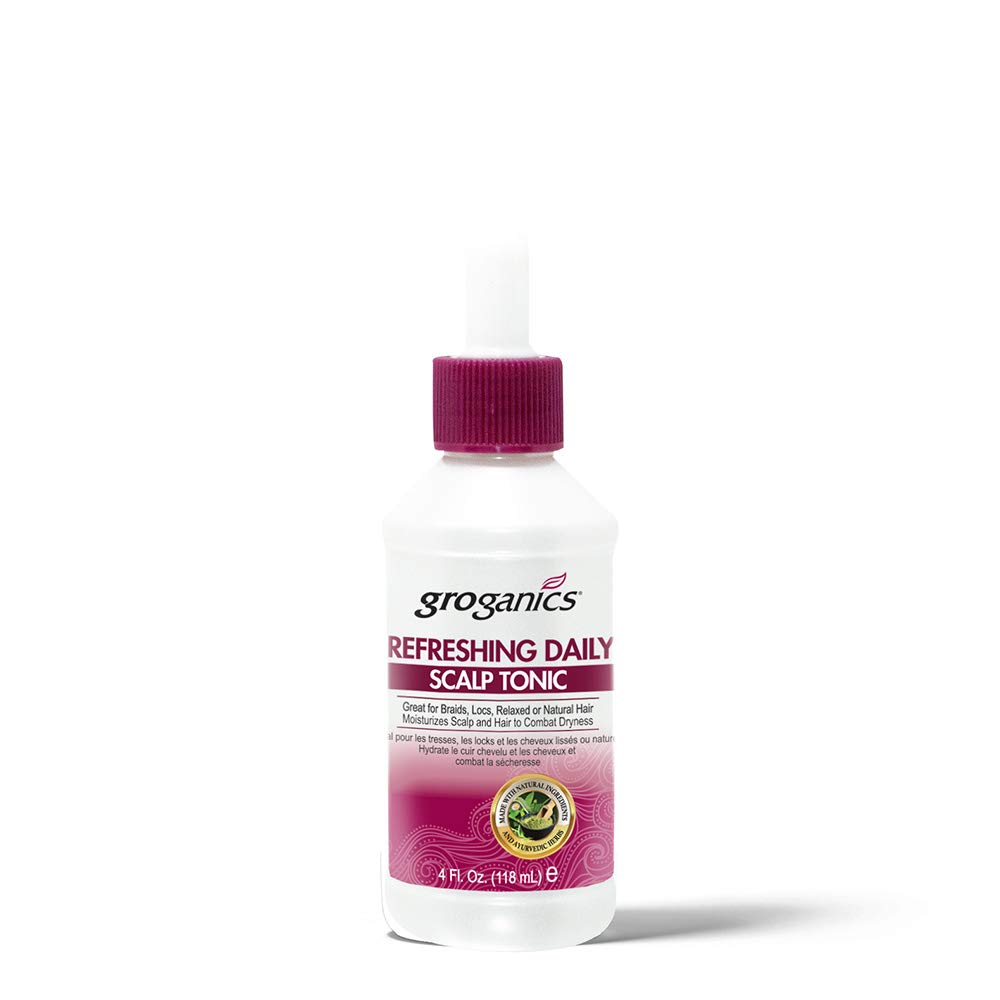 Groganics Refreshing Daily Scalp Tonic bottle front for on-the-go scalp refreshment