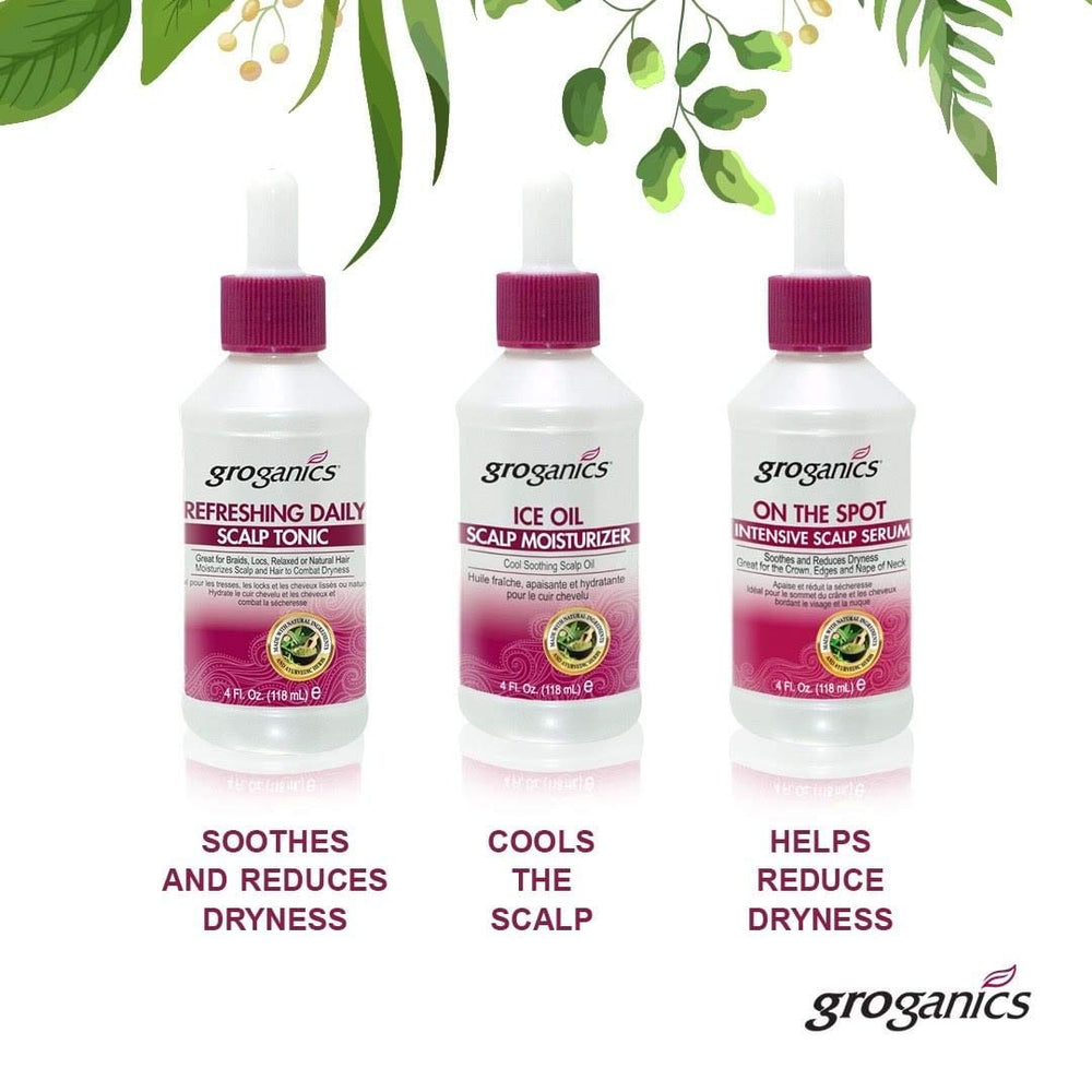 Groganics Refreshing Daily Scalp Tonic packaging box signals trusted brand