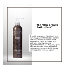 GROH Restorative Shampoo bottle label highlighting color-friendly, paraben-free formula.