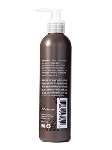 GROH Restorative Shampoo ergothioneine complex highlight antioxidant protection for scalp health.