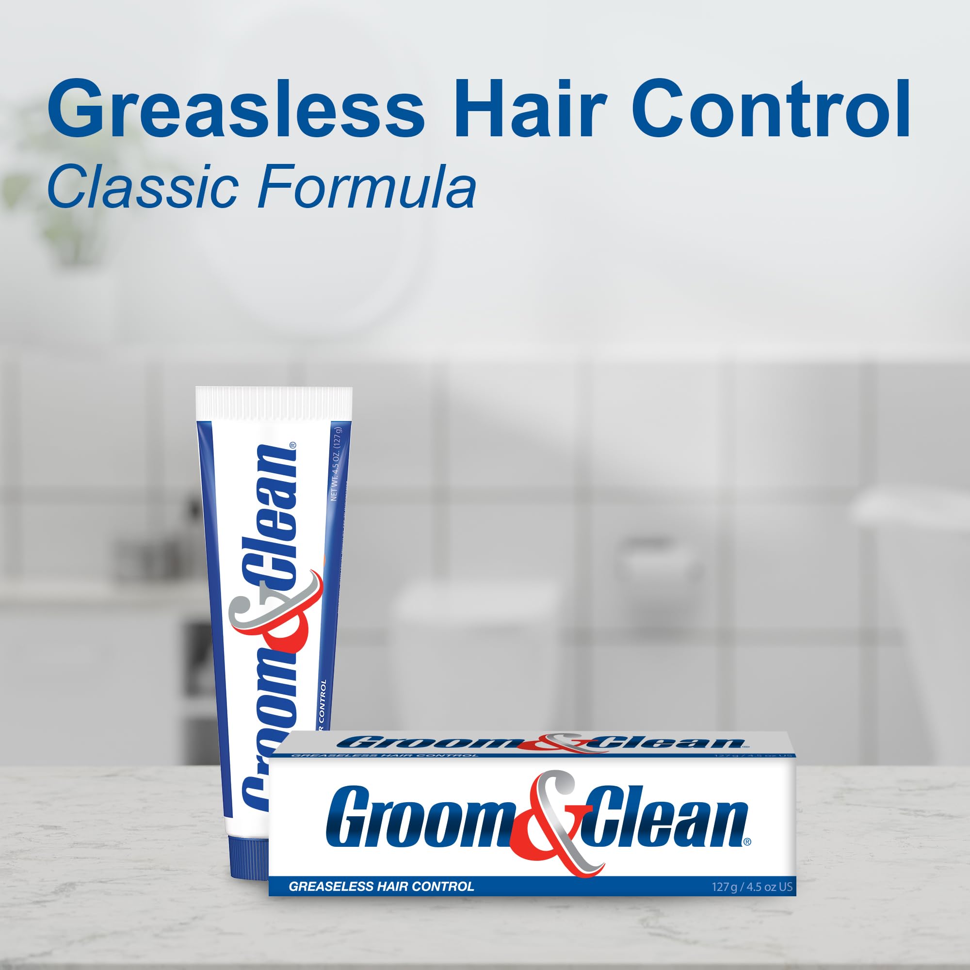 Groom and Clean bottle in daily use setup for all hair types
