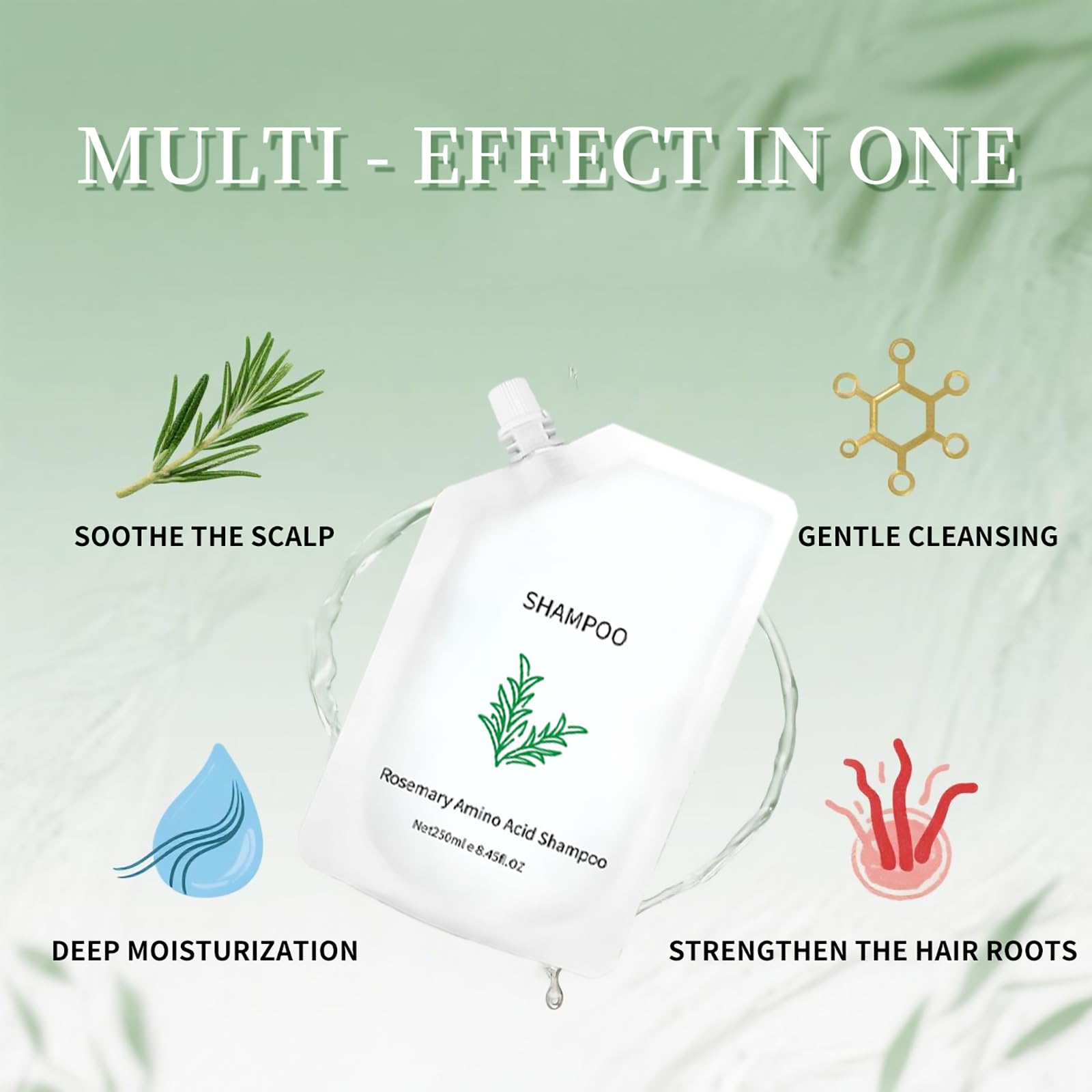 Grospe Rosemary Amino Acid Shampoo lather illustrates gentle cleansing in action.