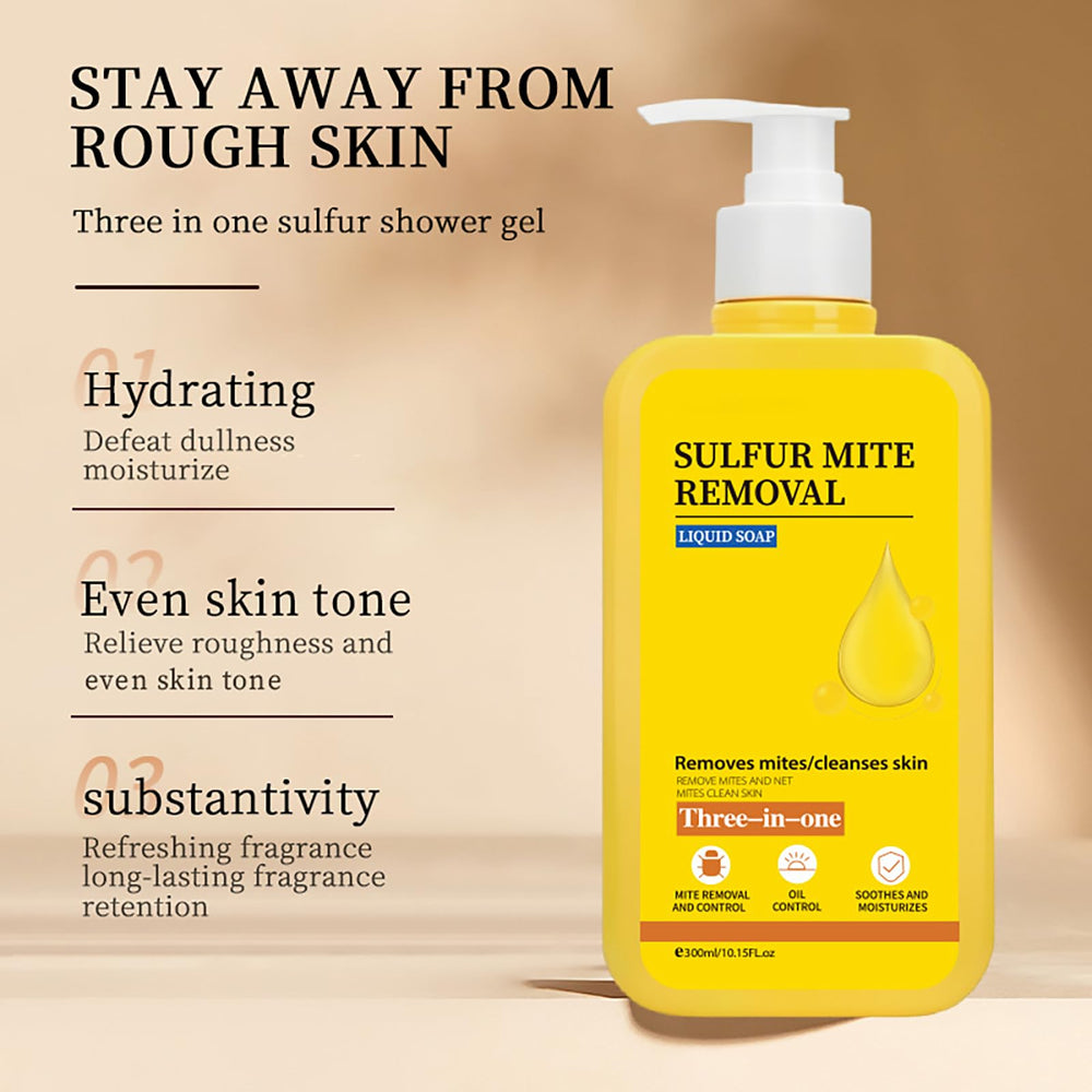 Grospe Sulfur Body Wash label highlights glycerin for moisturizing skin.