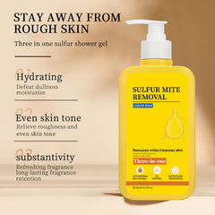 Grospe Sulfur Body Wash label highlights glycerin for moisturizing skin.