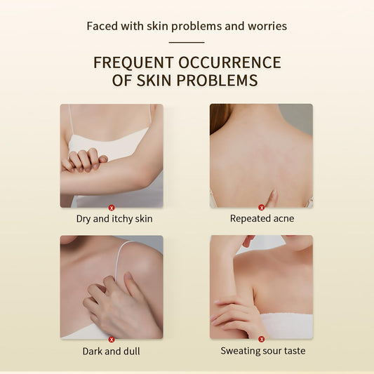 Grospe Sulfur Body Wash pump bottle demonstrates deep cleansing with natural sulfur.