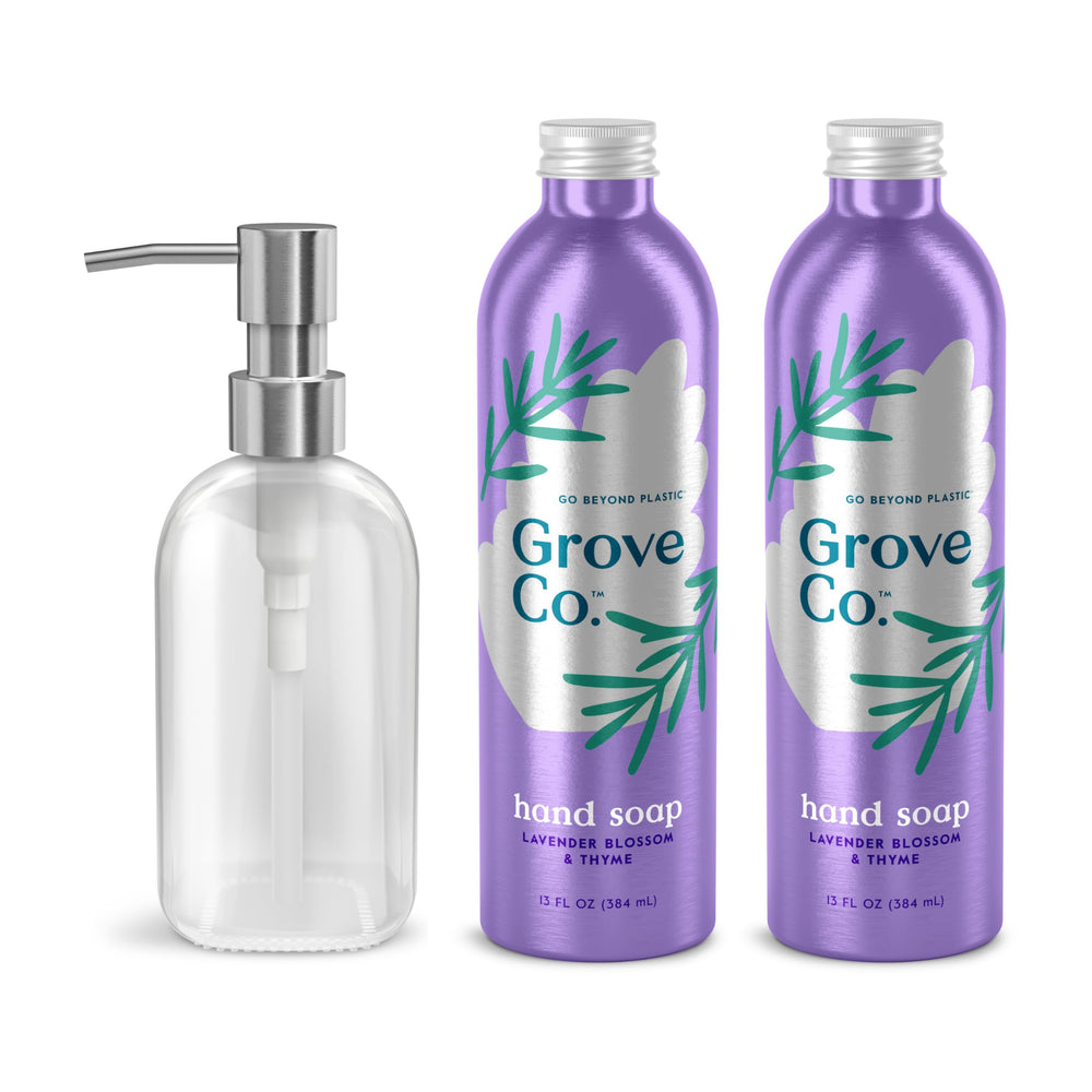 Grove Co Lavender Blossom Thyme refill bottles for soft, clean hands.