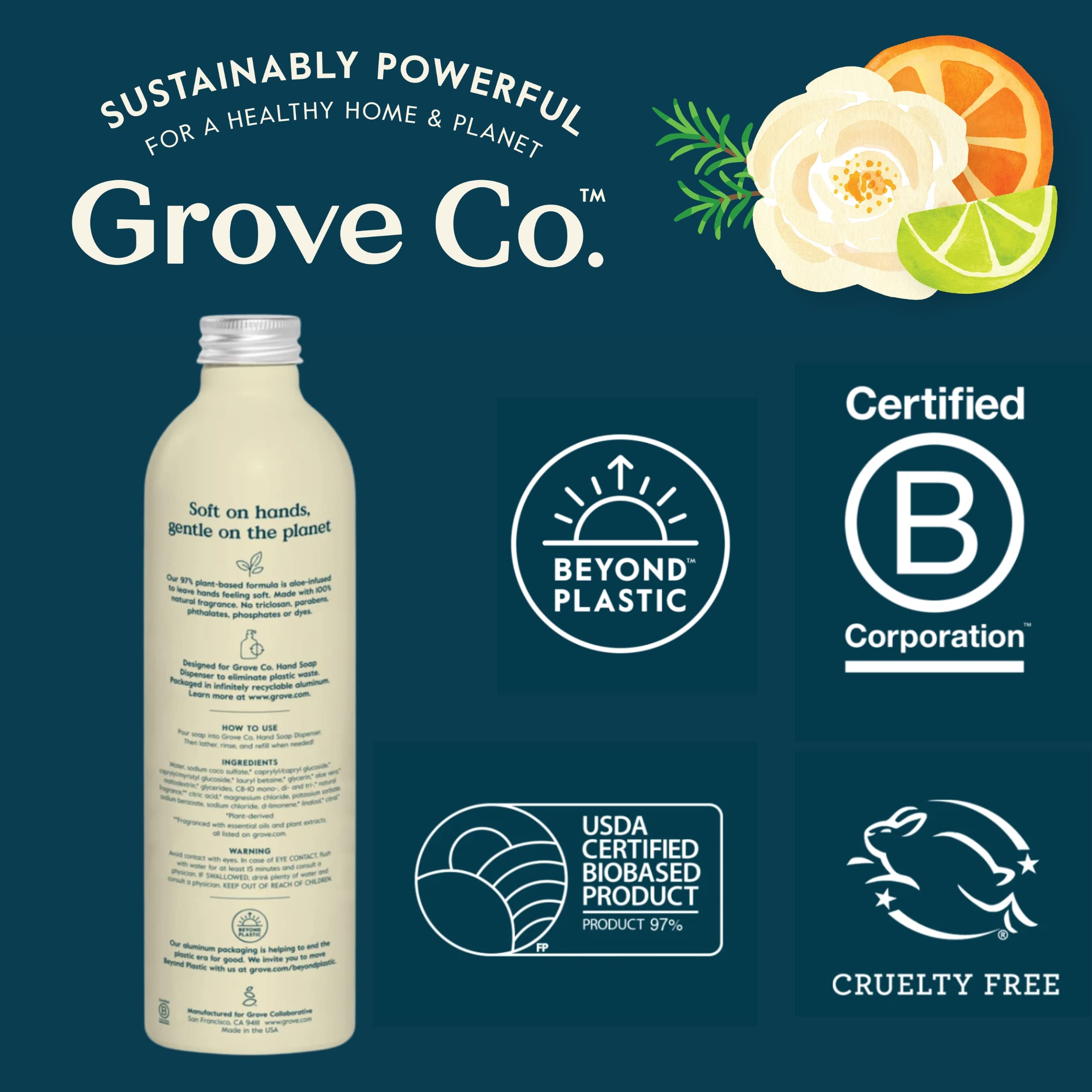 Grove Co recyclable aluminum canister for curbside recycling.