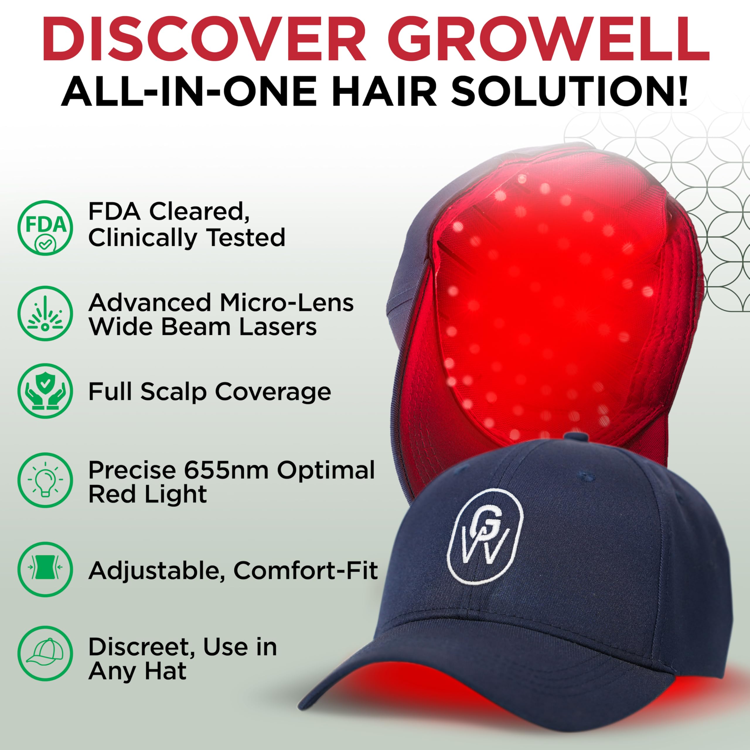 GroWell cap worn discreetly during daily activities for potential regrowth support