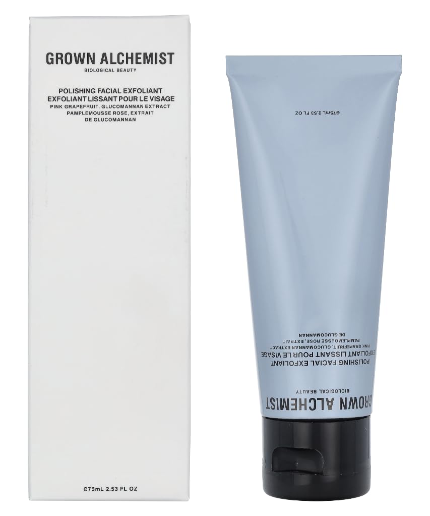 Grown Alchemist Women's Polishing Exfoliant packaging with pink grapefruit for a luxurious cleanse.