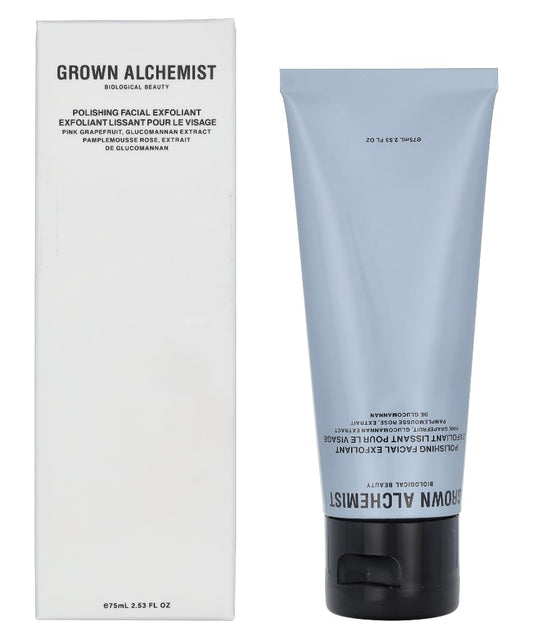 Grown Alchemist Women's Polishing Exfoliant packaging with pink grapefruit for a luxurious cleanse.