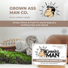 Grown Ass Man Co Campfire King plastic-free packaging.