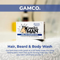 Chill Out in-shower scene showing 3-in-1 use for hair, beard, and body.