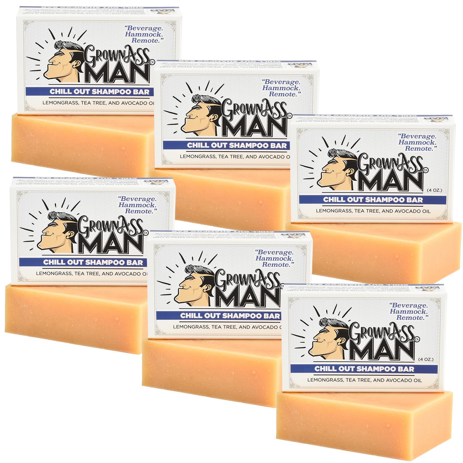 Grown Ass Man Co Chill Out shampoo bar front view with rich lather for all hair types