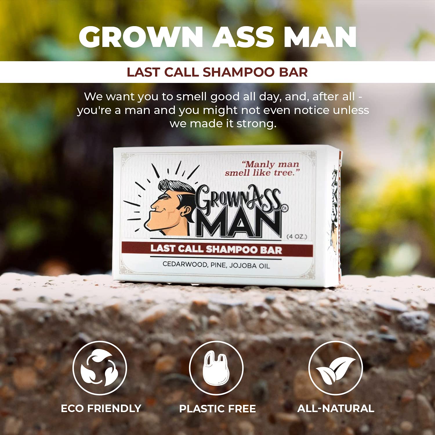 Grown Ass Man Co. eco-friendly packaging supports sustainability and plastic-free use.