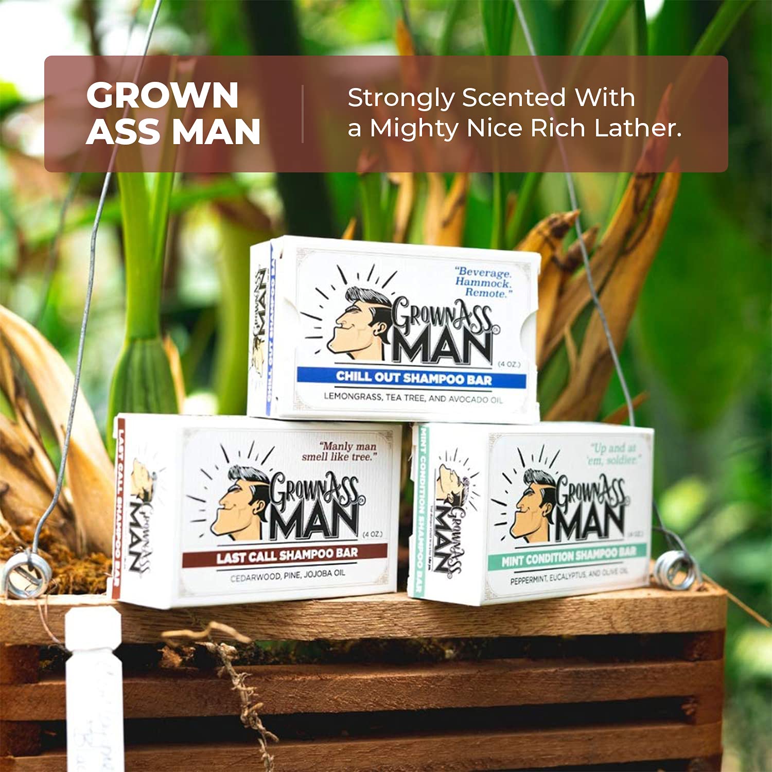 Grown Ass Man Co. essential-oil-blend provides fragrance and conditioning for daily grooming.