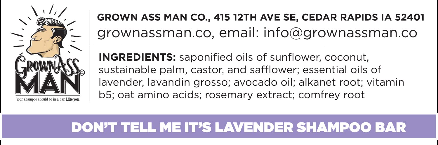 Grown Ass Man Co. lavender 3-in-1 bar provides soothing scent and dandruff support.