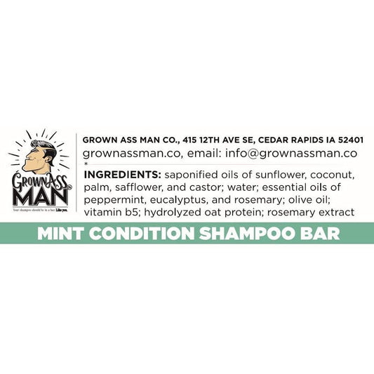 Grown Ass Man Co Mint Condition bar lather close-up for rich cleansing.