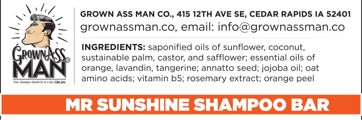 Closeup of Mister Sunshine solid bar with natural oils and conditioning agents
