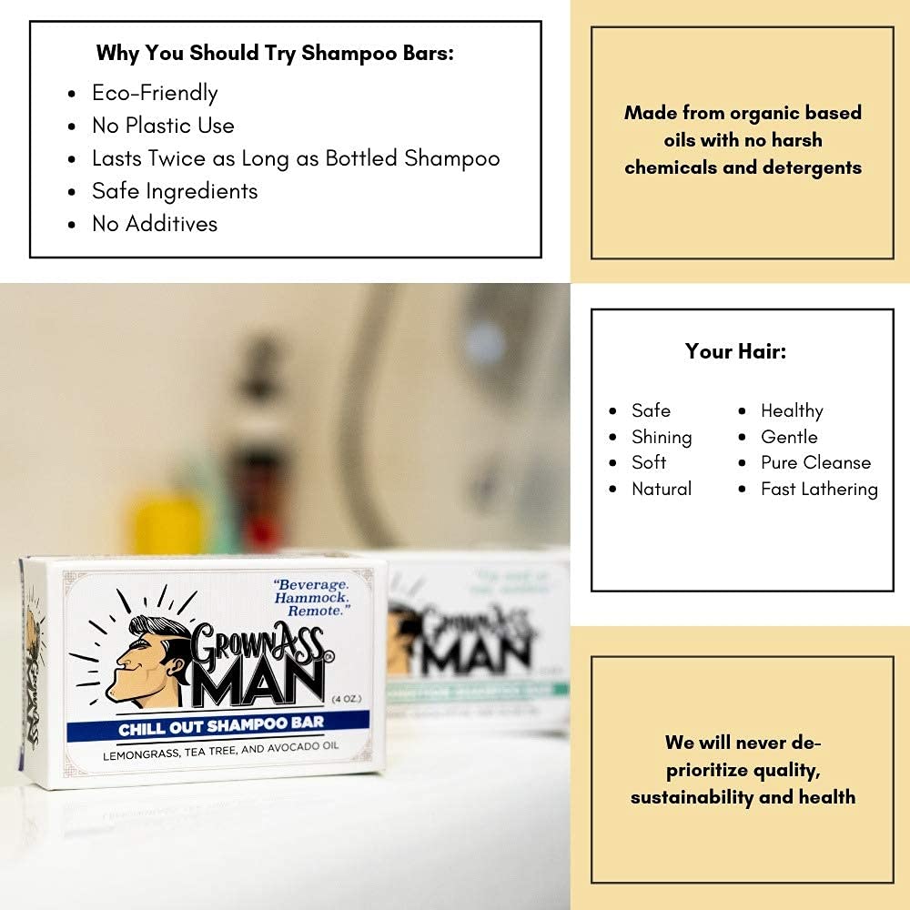 Grown Ass Man Co. solid shampoo bar eco-friendly packaging for plastic-free routine
