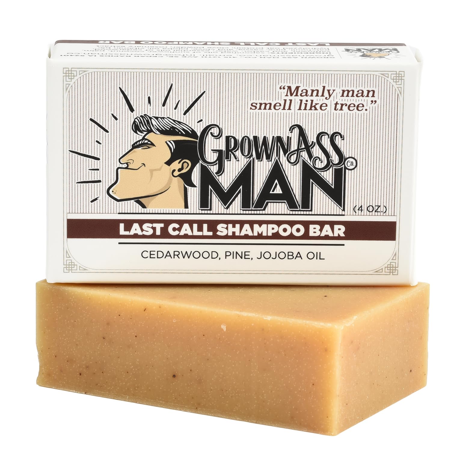Grown Ass Man Co. solid shampoo bar lather close-up showing rich cleansing.