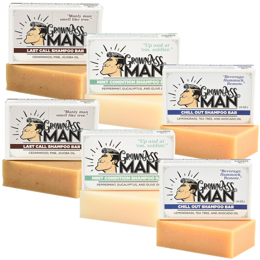 Grown Ass Man Co. solid shampoo bar with rich lather for clean, refreshed hair