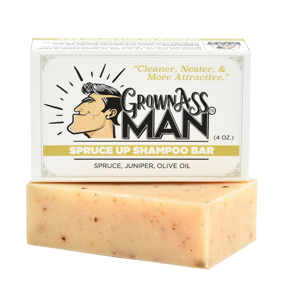 Grown Ass Man Co. Spruce Up solid shampoo bar for hair, beard, and body nourishment