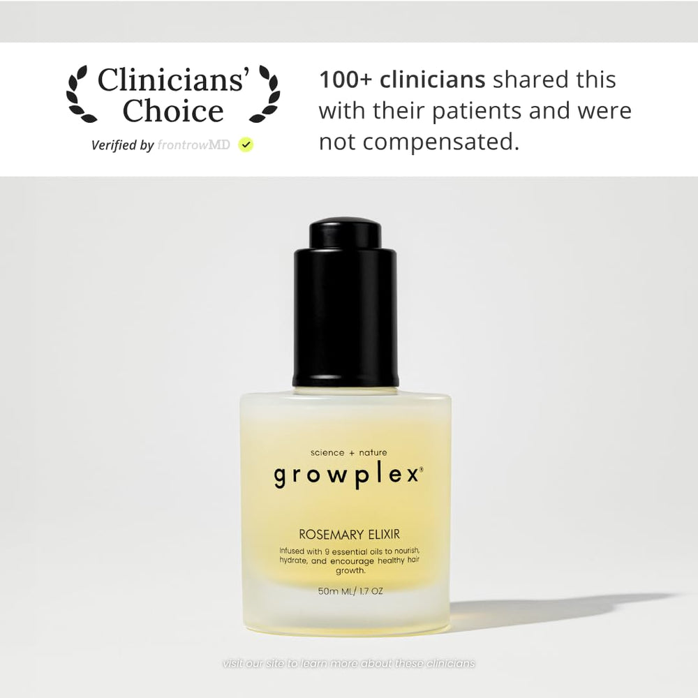 Growplex Rosemary Elixir dropper enables precise scalp application.