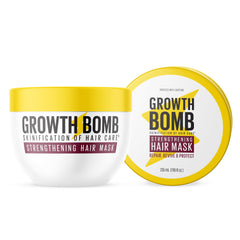GROWTH BOMB Strengthening Hair Mask bottle showing premium conditioning for damaged hair
