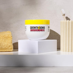 Frizz control effect on curly hair with GROWTH BOMB Strengthening Hair Mask