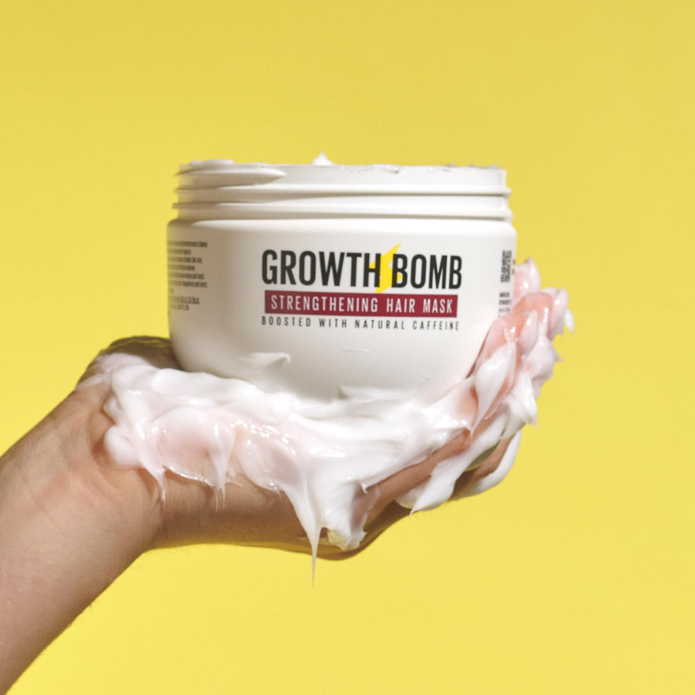 Hair after use shows shine and healthy-looking strands with GROWTH BOMB