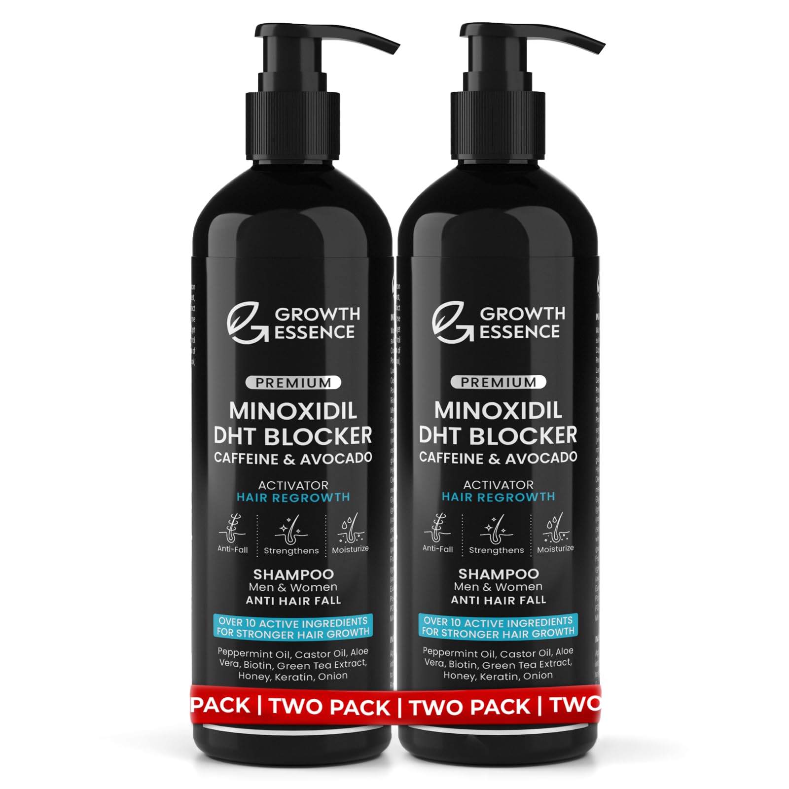 Growth Essence Twopack shampoo bottle front for daily scalp care.