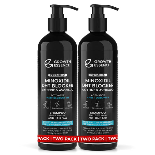 Growth Essence Twopack shampoo bottle front for daily scalp care.