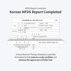 GROWUS Recover Therapy Shampoo includes tea tree and peppermint fragrance